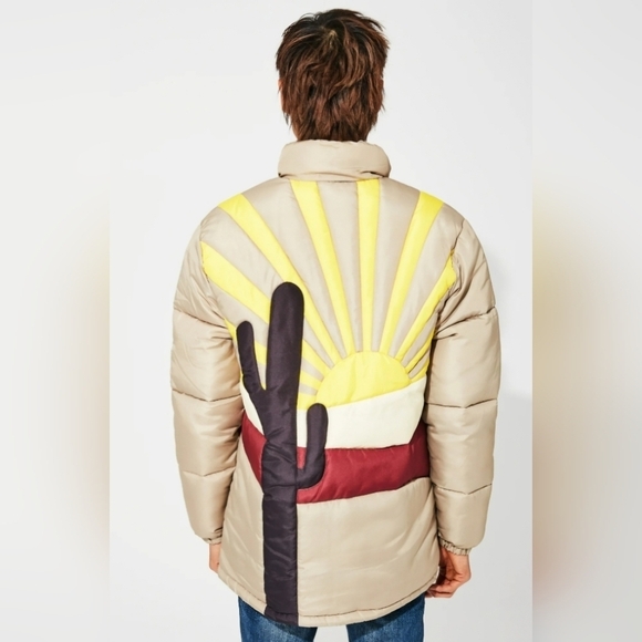 WeSC Vegan Landscape Puffer Jacket with High Collar Quilted Design Size Small - Picture 2 of 16